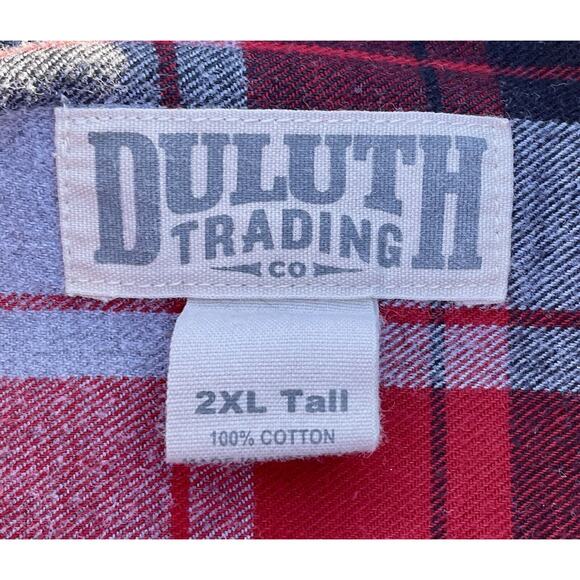 Duluth Trading Co.‎ Flannel Button Up Long Sleeve Shirt Men's Red Plaid 2XL Tall - Picture 5 of 6
